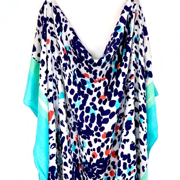 New Lilly Pulitzer Lillian Scarf Bright Navy Leopard Get Spotted Wrap Cover Up - Picture 7 of 16